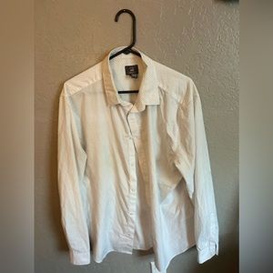 H&M XL White Black Polka Dot Dress Shirt